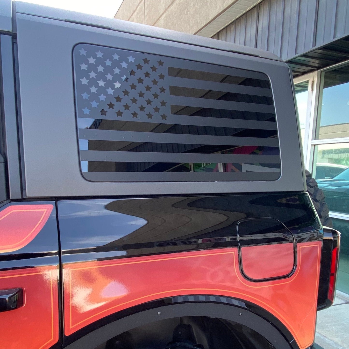 4-Door Ford Bronco Rear Quarter Window US Flag Decals