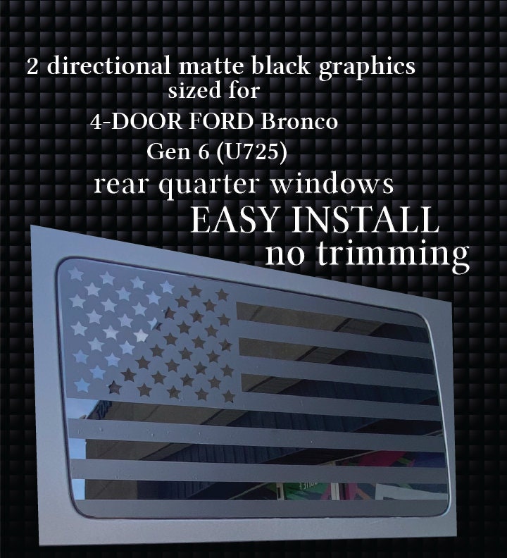 4-Door Ford Bronco Rear Quarter Window US Flag Decals