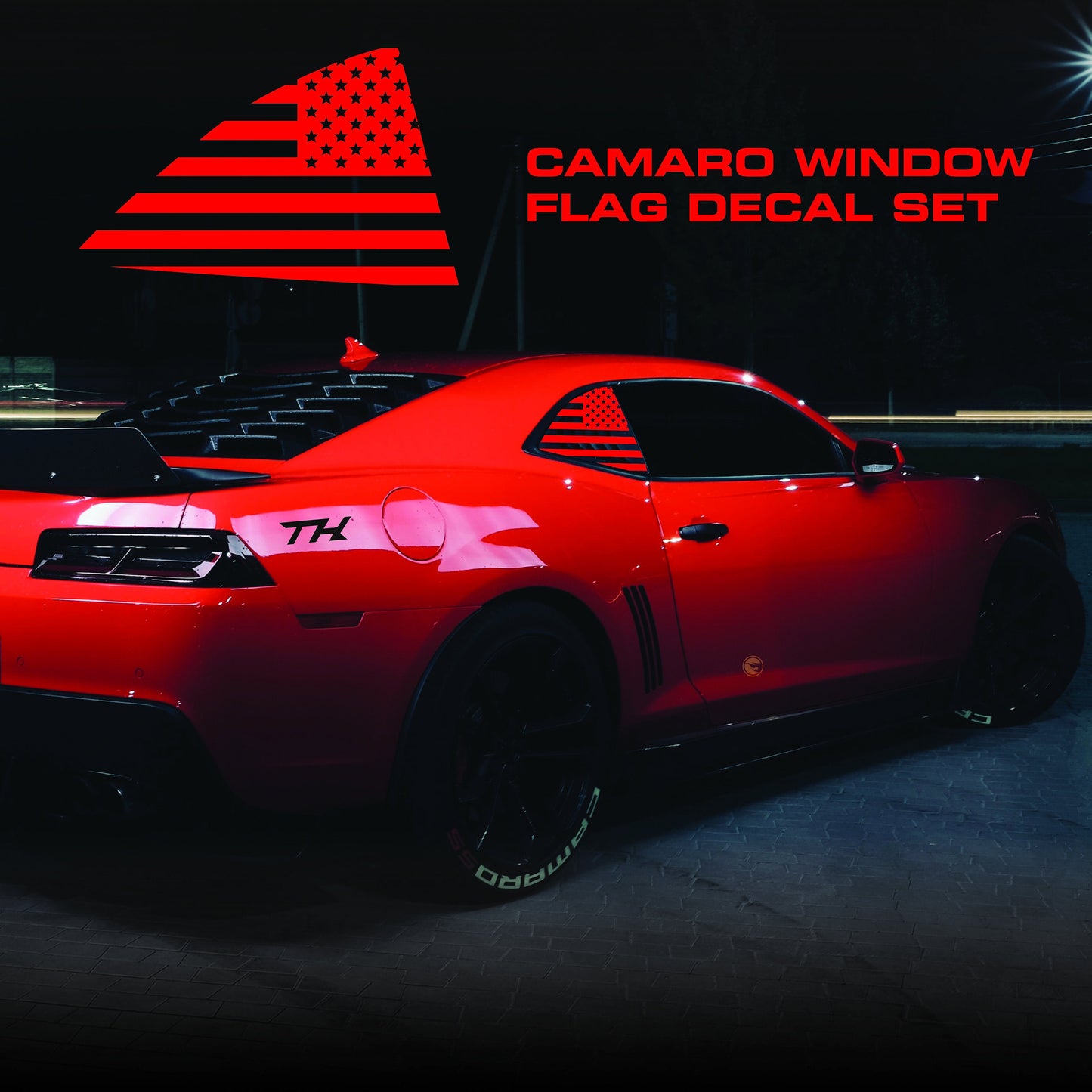 2014-2015 Chevy Camaro Window Flag Decals