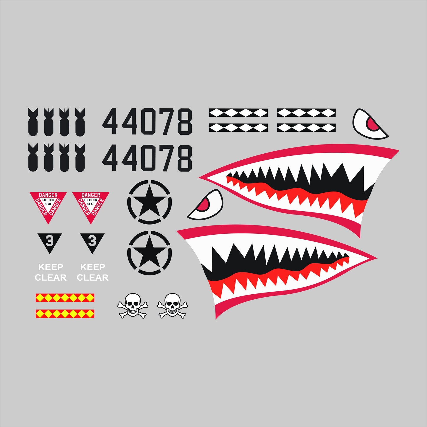 Flying Tigers Shark Teeth Decal Sticker